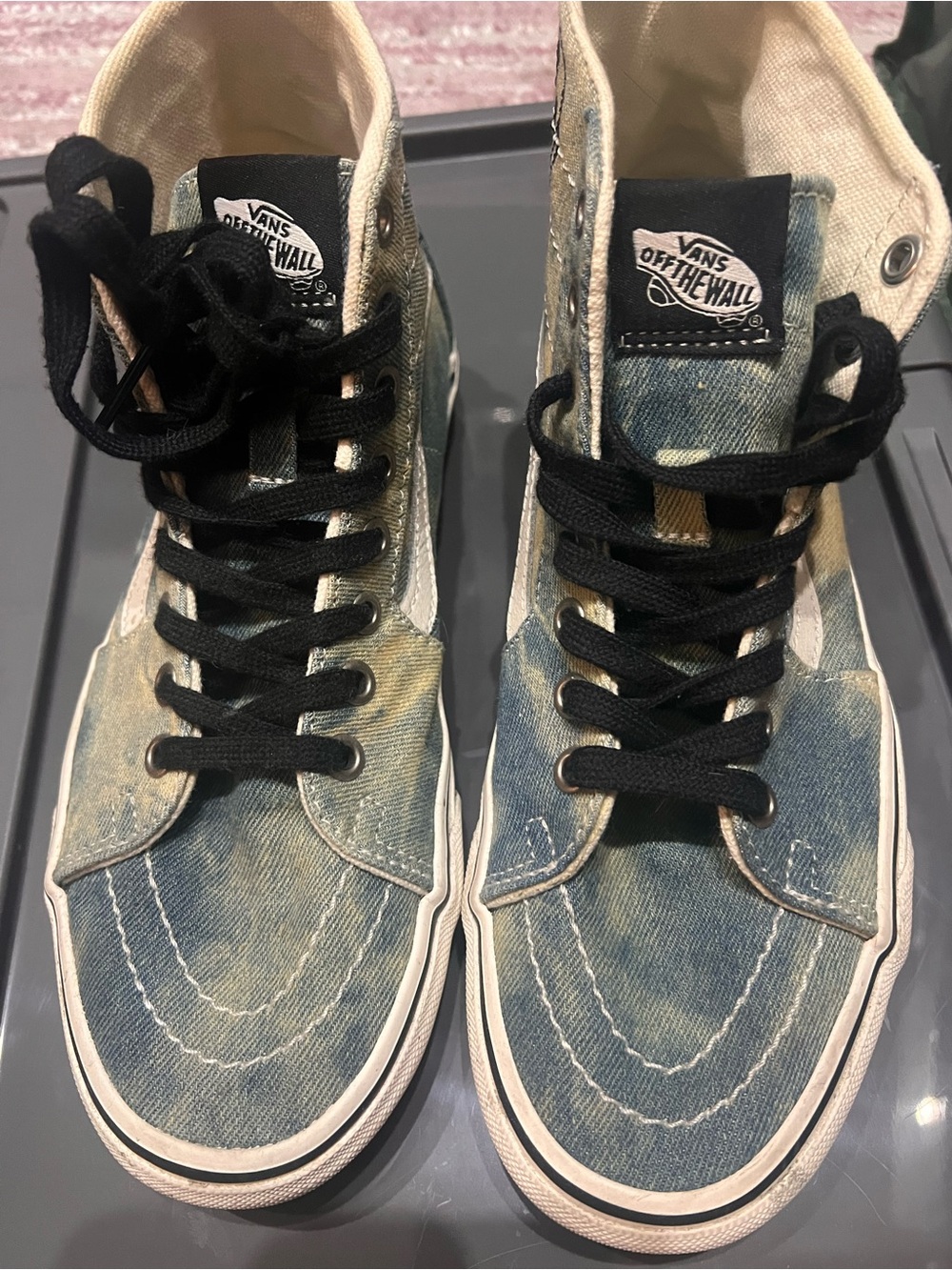 Vans High Top Denim Sneakers - Blue with Black Laces